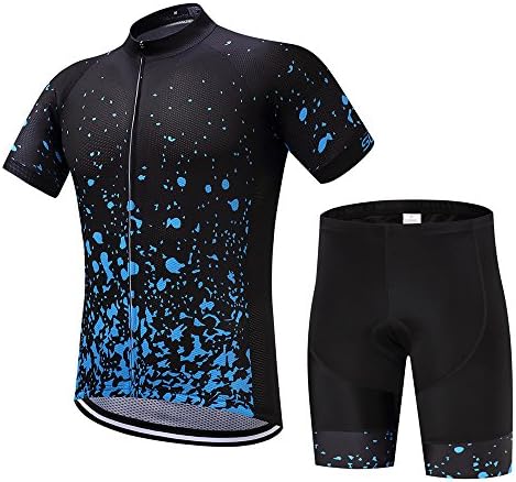 SUREA Men's Cycling Jersey Set Tops and Shorts Bike Biking Short Sleeve Clothing Coolmax Padded Quick Dry