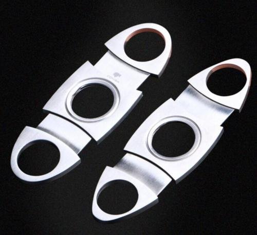 Silver Stainless Steel Pocket Cigar Cutter Knife Scissors Double Blades
