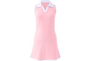 KUKUME Girls Tennis Golf Dress Sleeveless Polo Neck Top and Skorts Skirt Set with Shorts Racerback Athletic Workout Outfit 4-13Y