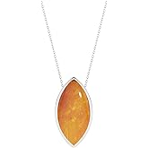 LUSTRE AND LIGHT Natural Amber Slider Pendant Necklace for Women in Sterling Silver, October Birthstone Jewelry Gifts for Her Birthday, Anniversary, Christmas, Graduation