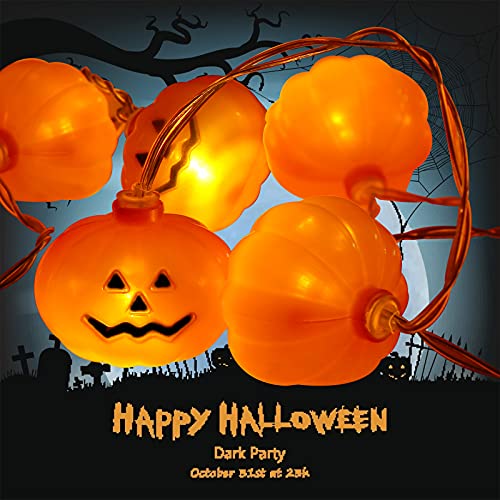 VGOODALL Pumpkin String Lights,20 LED 2 Modes Halloween String Lights Holiday Lights for Outdoor Indoor Party Decor