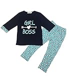 JOYEBUY 2PCS Kids Baby Girls Clothing Sets Half Sleeve Boss T-shirt+Long Pants