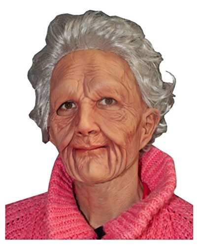 Realistic Old Lady Woman Quality Mask Moving Mouth Hair Over the Hill Grandma