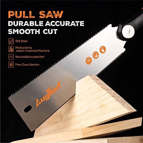 AugTouf Japanese Pull Saw Hand Saw,10" Ryoba Double Edge Flush Cut Saw