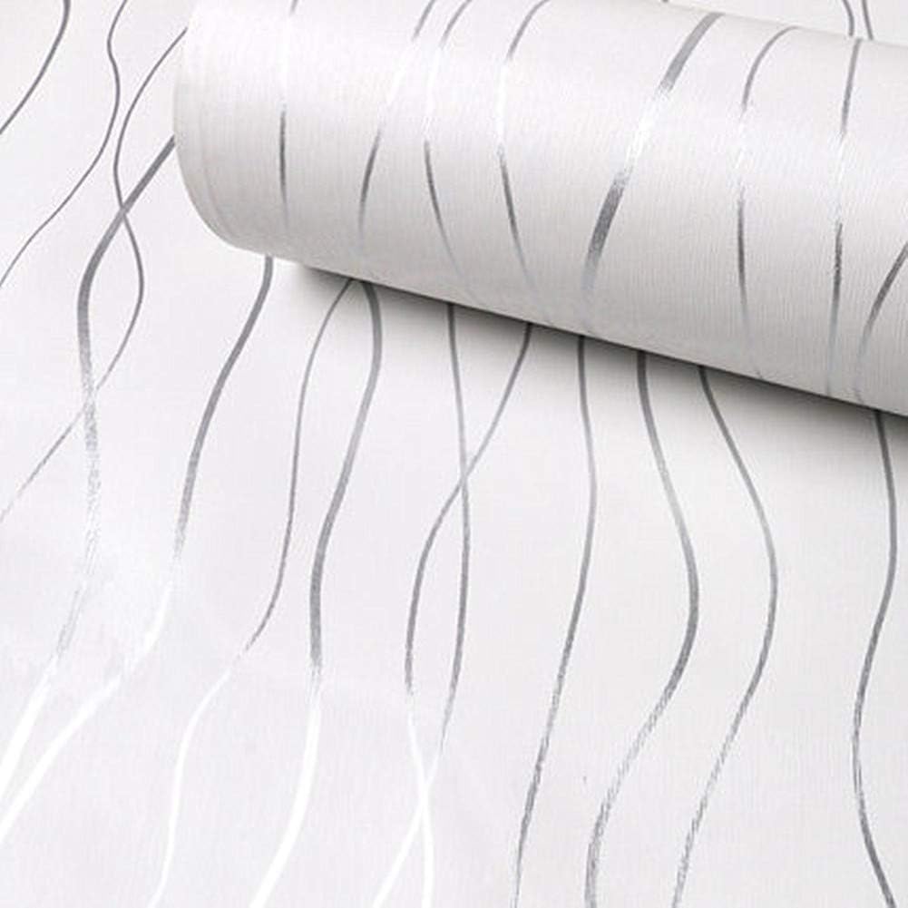 Amao Silver Stripe Peel and Stick Wallpaper for Cabinet Furniture