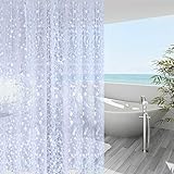 WellColor Shower Curtain Liner 75 Inches Long, 3D EVA Translucent Heavy Duty Weighted Vinyl Shower Liner with 3 Strong Magnets for Bathroom Spa Hotel, Pebble, 72x75 Inch