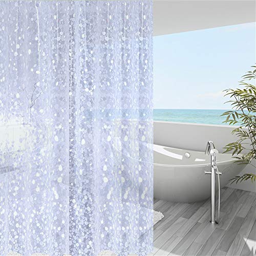 WellColor Short Shower Curtain Liner 65 inch, Pebble Translucent EVA