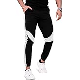 GINGTTO Mens Tapered Jogger Pants Stretch Slim Fit Athletic Pants for Men Cozy with Pockets White Stripe 32