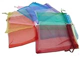 ZXUY Wedding Party Favor Satin Drawstring Organza Bags Pouch (100Pcs,Random Color)