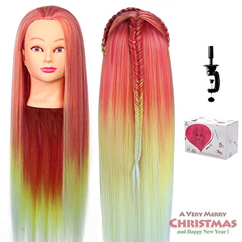 Mannequin Head with Hair, Mcwdoit 28" Hair Mannequin Manikin Head Hair Practice Cosmetology Hair Doll Head Styling Hairdressing Training Braiding Heads with Clamp Holder and Tools - Thumbnail 7