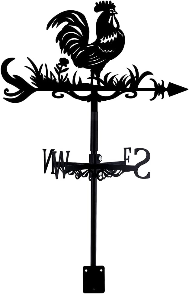 Weathervanes - SUPERDANT Rooster Weathervane Chicken Wrought Iron Wind Vane Roof Garden Direction Sign Outdoor Farmhouse Decoration Wind Measuring Tool