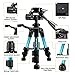 Ideashop Portable Aluminum Camera Tripod Lightweight Compact Travel Cellphone Mount Stand Adjustable Camera Stand Holder with Pan Head Panoramic Quick Release Plate Carry Case for DSLR Camera Gopro