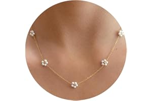 GIFTPRAMD Dainty Gold Lariat Pearl Necklaces for Women Pearl Y Necklace Simple Single Pearl Drop Long Gold Necklace Small Tiny Choker Thin Chain Necklace Freshwater Pearled Pendant Necklace Pearls Jewelry Gift