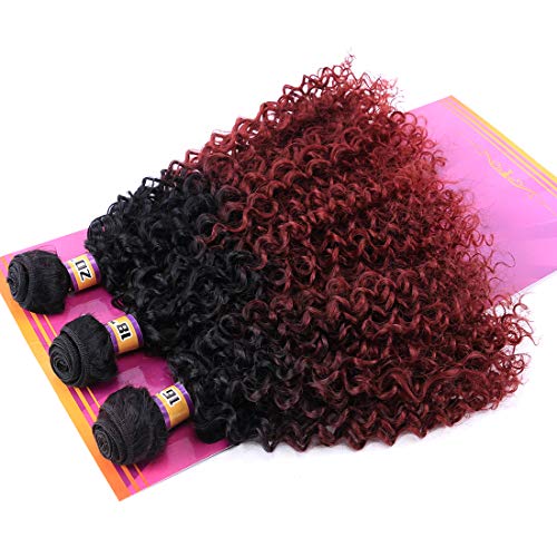 Synthetic-Weave-3-Bundles-Kinky-Curly-16-18-20-Inches-Mixed-2-Tone-Ombre-High-Temperature-Heat-Resistant-FiberT199j