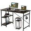 Engriy Writing Computer Desk 47″, Home Office Study Desk with 2 Storage Shelves on Left or Right Side, Modern Simple Style Wood Table Metal Frame for PC Laptop Notebook