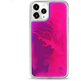 Yatchen YAKVOOK Liquid Fluorescent Case for iPhone 16 Pro Max,Luxury Fun Glow in The Darkness Quicksand Clear Hard PC + Soft TPU Bumper Luminous Shockproof Protector for iPhone 16 Pro Max Rose