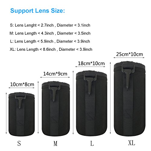 4 Pack Camera Lens Case,Thick Soft Thick Protective Neoprene Lens Pouch Bag for Sony A7RIII Canon Nikon Pentax Olympus Panasonic - Thumbnail 2