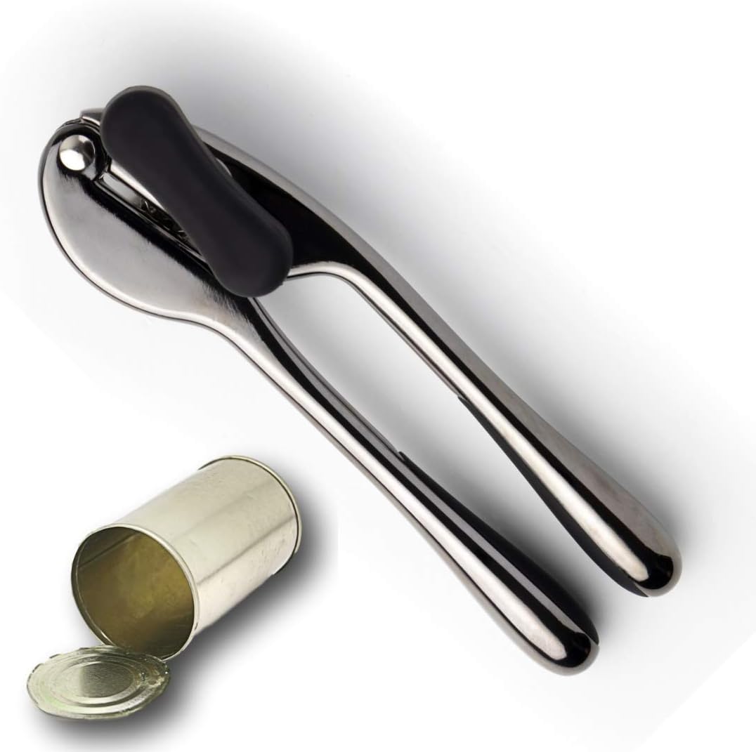 Black Titanium Manual Tin Can Opener - Shiny Black Design, Strong Blade & Handle. Handheld Kitchen Tool for Dog, Cat, Pet, General Food Tins. Taylors Eye Witness