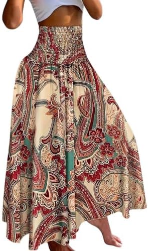 Amazon.com: THLAI Womens Skirt Maxi Skirt Tropical Print A-Line