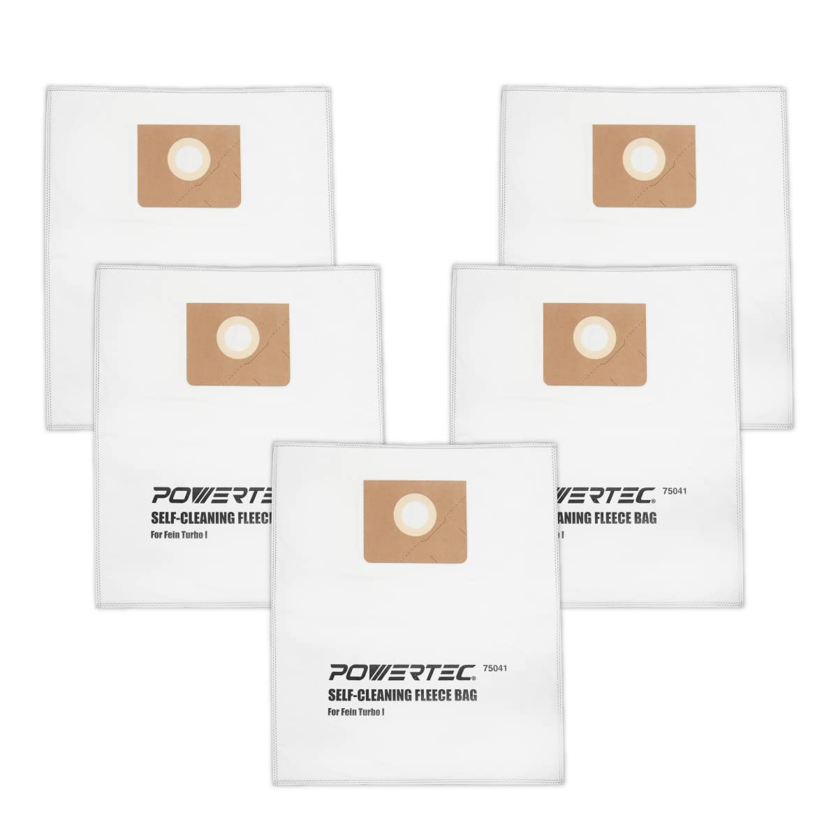 POWERTEC 75041 Fleece Filter Bags for Fein Turbo 1&2 I 9-20-27 & 9-20-28, 5PK