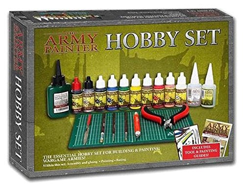 The Army Painter Hobby Set for Building and Painting Model Figure Wargame Armies with Paints Ink Tools Brushes and Mat. Includes Tools and Painting Guides. Part Number AMYST5116