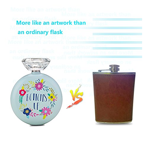 Flask For Women Hip Flask & Funnel Set With Crystal Lid Decorative Women's Flasks 5 oz