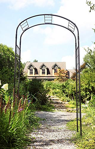 Achla Designs ARB-10 Monet Wrought Iron Arbor Metal Garden Arch, Graphite - Thumbnail 2