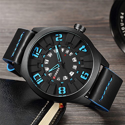 Curren hombres reloj moda lujo deporte hombres militares reloj de pulsera cuero marrón cuarzo reloj - Imagen 5