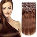HEESAGA Clip in Real Human Hair Extensions, 14 Inch 120 Grams/4.2 Ounce 10 Pieces with 22 Clips per Set (#4 Medium Brown)