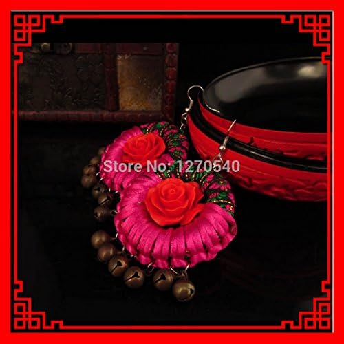 Rainy Jewel :handmade braided chinese jewelry women ethnic earrings, fashion traditional fabric vintage dangle flowers earrings