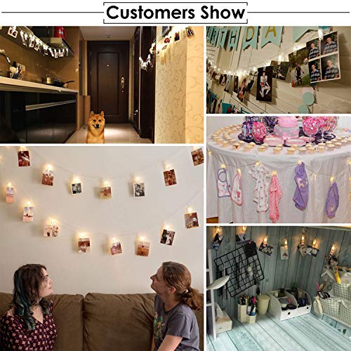 20 LED Photo Clip String Lights,Photo Hanging Clips String, 9.8ft Photo String Lights with Clips, Fairy Lights with Clips for Pictures, 8 Modes Remote Timer for Photos Pictures Christmas Cards