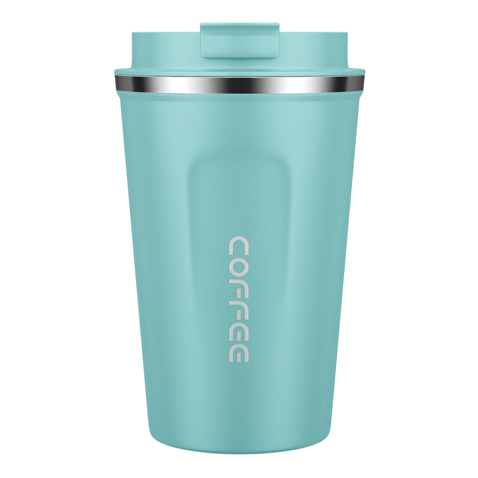 MOMSIV Coffee Cup, 380ml Vacuum Reusable Leakproof Double Wall Coffee Cup, Insulation Stainless Steel Eco-Friendly Travel Office Mug for Hot Coffee Tea and Cold Drinks, Lightblue — image 1