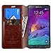 GW Compatible for Samsung Galaxy Note 4 Wallet Case, Slim Flip Folio [Kickstand] Pu Leather Wallet Case with ID&Credit Card Slot for Galaxy Note 4, Brown Leather