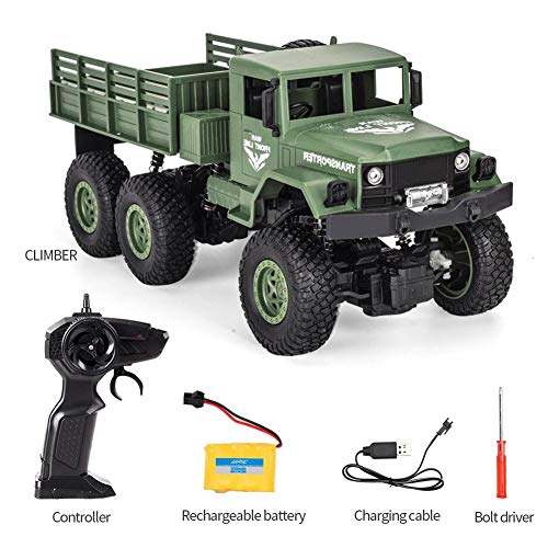 fllyingu Ferngesteuerter LKW, 2,4 Ghz 4WD Off Road RC Militär LKW Transporter mit Licht, wiederaufladbare 1:18… – Bild 8