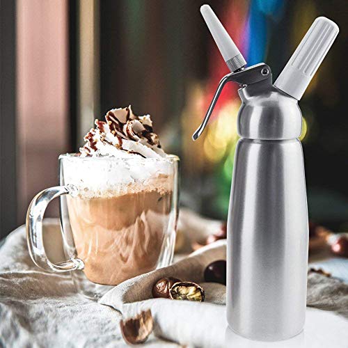 Professional Whipped Cream Dispenser Large 500ml/1 Pint Capacity Canister with 3 Various Nozzles, Cleaning Brush - Thumbnail 4