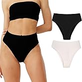 PBQOA Womens High Rised Cotton Underwear Soft Breathable Panties Deep Length Briefs Underpant Multipack
