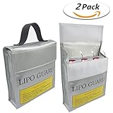 DerBlue 2pcs Fireproof Explosionproof Lipo Battery Safe Bag Lipo Battery Guard Safe Bag（235mm X 65mm X 180 mm）