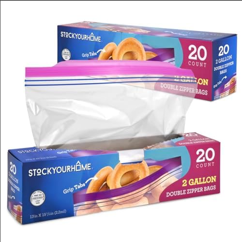  40 count 2 gallon freezer bags double zipper plastic storage bags