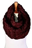 Basico Women Winter Chunky Knitted Infinity Scarf Warm Circle Loop Various Colors (Chunky Burgundy)