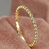 2MM Gold Stackable Rings Thin Band Rings Dainty Gold Rings for Women Trendy Beaded Twist Hammered CZ Stacking Rings 14K Gold Plated Rings for Knuckle Pinky Finger Jewerly Size 11