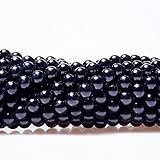 AMZ Beads  - 8MM Glass Round Pearls Jewelry Making Loose Beads - 250 bead pack (Jet Black) 
