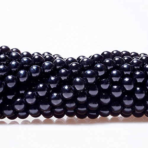 AMZ Beads  - 8MM Glass Round Pearls Jewelry Making Loose Beads - 250 bead pack (Jet Black)