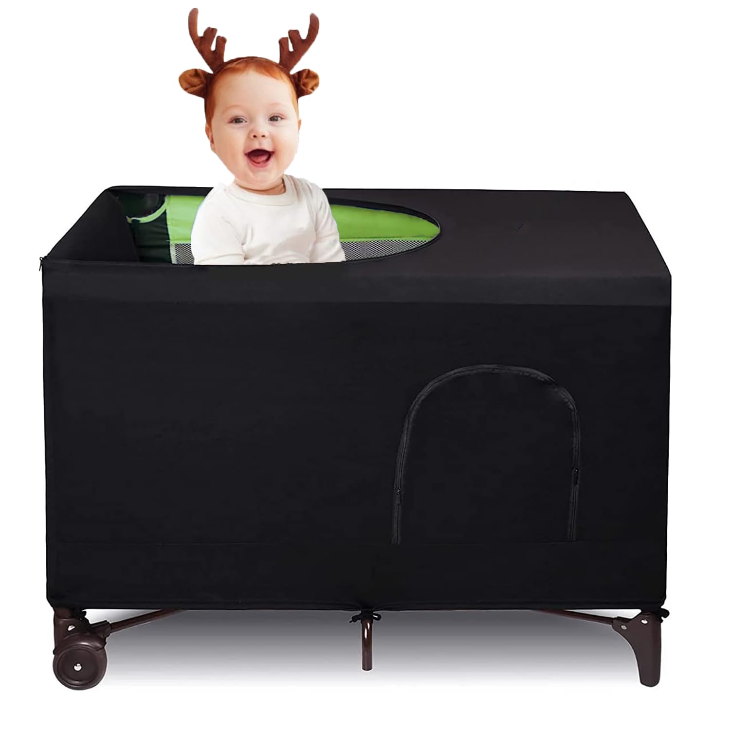 Blackout Crib Canopy Cover Travel Netting Tent Stretchy Breathable Stretch Up to 40"×30" for Indoor and Outdoor Children's Sleep Safety