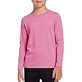 Haloumoning Boys Long Sleeve Athletic T-Shirts Kids Dry Fit UPF 50+ Neon Swim Shirts 5-14 Years