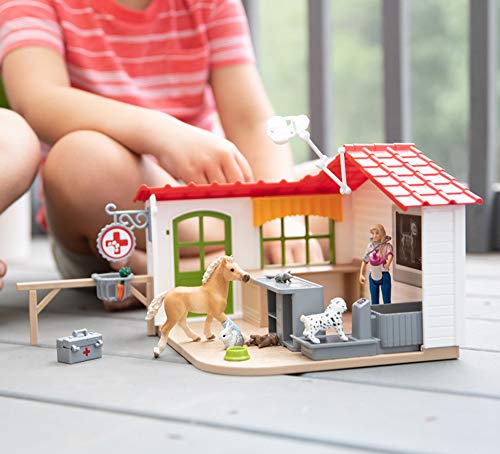 schleich 42502 Tierarzt-Praxis mit Haustieren, für Kinder ab 3+ Jahren, FARM WORLD - Spielset – Bild 3