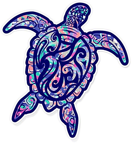 Sea Turtle V3 Car Truck Window Laptop Vinyl Decal Sticker (Carribean Blue)