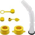 JDiag Universal Gas Can Spout Replacement Kit, Flexible Pour Nozzle with Gasket, Stopper Caps, Collar Caps, Stripe Cap, Spout Kit for Water Jugs and Old Can, Update Your Old Can (1 Pack)