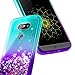 LG V20 Case w/[Tempered Glass Screen Protector], NageBee Glitter Liquid Quicksand Waterfall Floating Flowing Sparkle Shiny Bling Diamond Girls Cute Case for LG V20 -Aqua/Purple