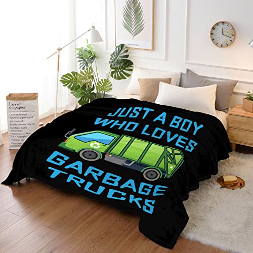 Boy Who Loves Garbage Trucks Blanket Soft Blankets and Throws Flannel Cozy Lightweight Quilt Gift Perfect for Bed Sofa Couch-50 x40 Small for Kids