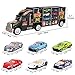 AOKESI Transport Car Carrier Truck Toy Great Gift for Boys Girls Age of 3-10 Year Old (Includes 6 Toy Cars, 2 Construction Signs,7 Road Blocks, 2 Oil Cones, 1 City Map and 1 Dice)